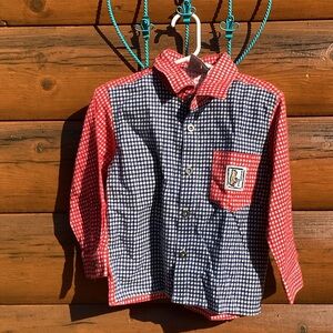 🧸 Deadstock Long Sleeve  Gingham Sprockets 3T UniSex HIKING BEAR
